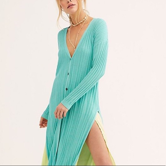 Free People Sweaters - Free People Aqua Duster Cardigan